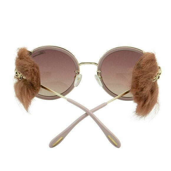 New Blumarine Limited Women Round Gold Pink Sunglasses SB-M109S Mirrored Lens - Picture 10 of 11